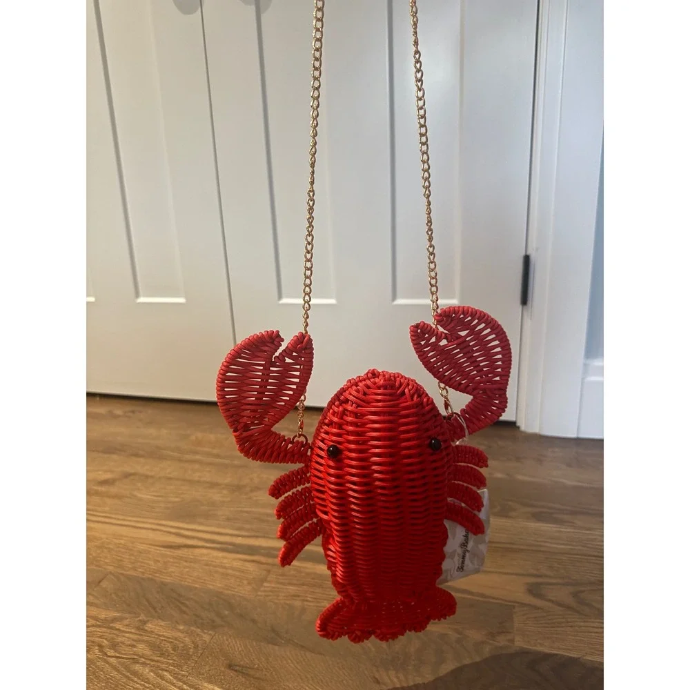 Tommy Bahama Red Wicker Lobster Crossbody Bag Novelty Nautical Purse NEW